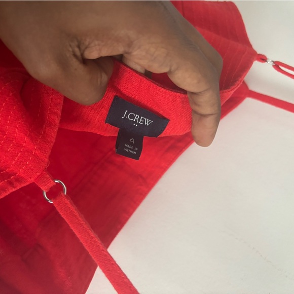 J.crew Women’s Orange 4 Wide Leg Linen Blend Jumpsuit Belted Sleeveless  Romper - Picture 6 of 9